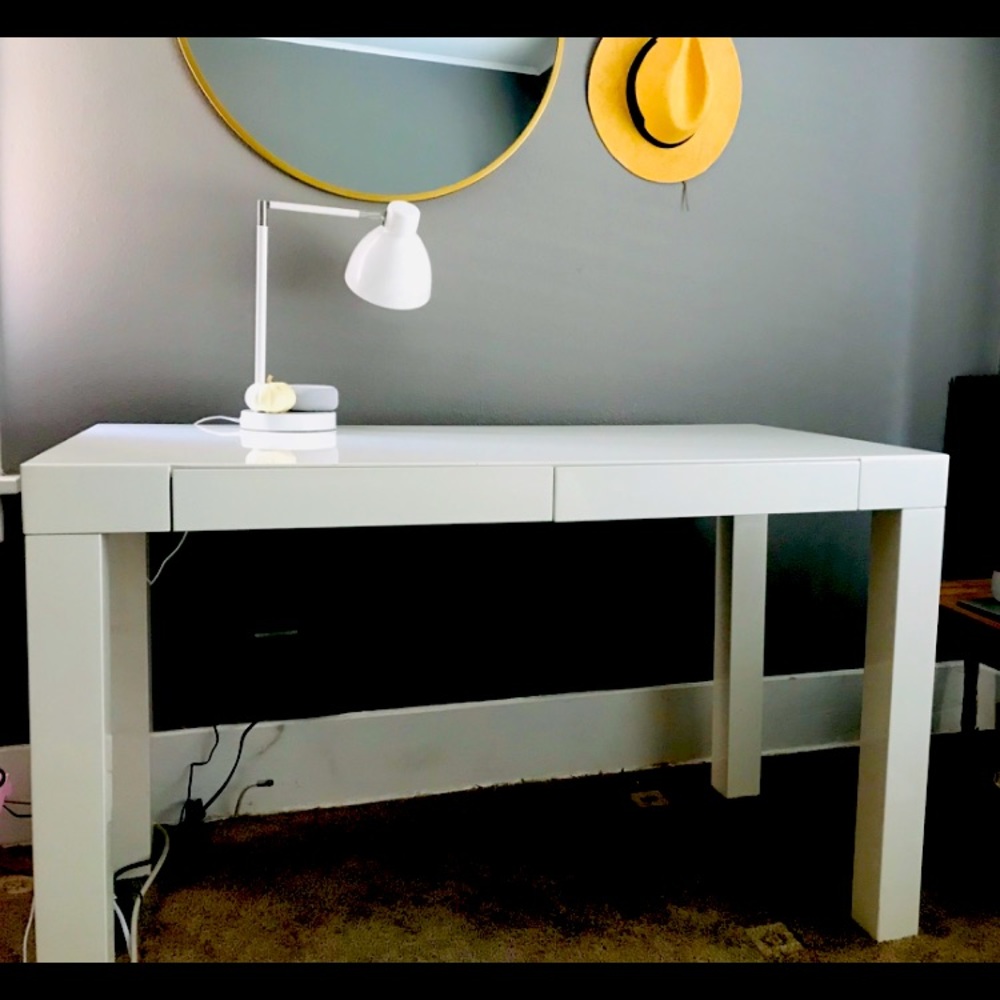 White desk from West Elm.